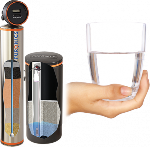 filtramax tank with hand holding glass of water